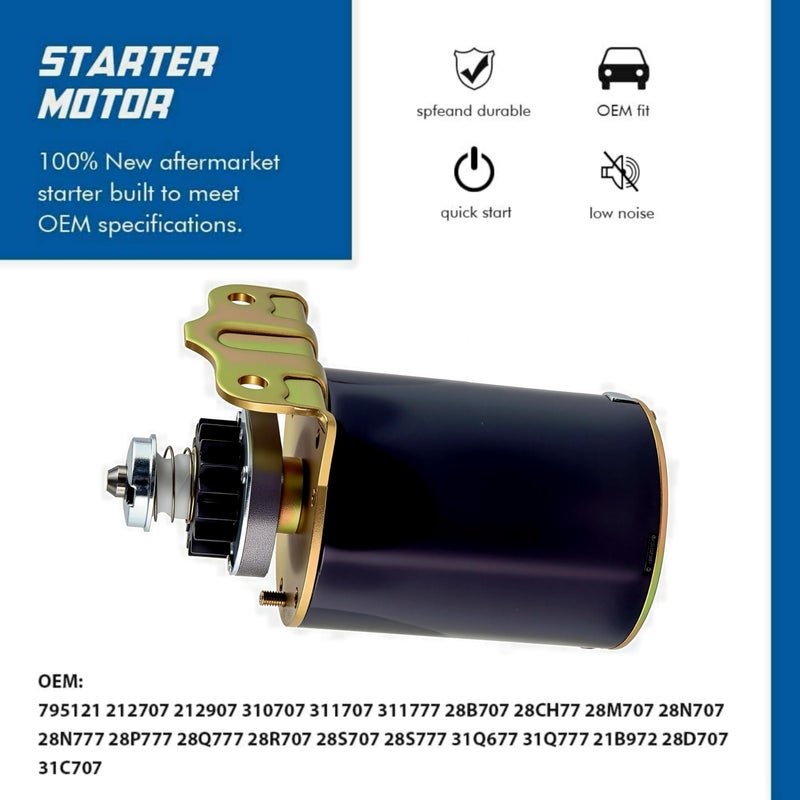 TOPSCOPE Starter Motor Replaces for 7HP-18HP Engines with OE Part # 795121 212707 212907 310707 311707 311777 28B707 28CH77 28M707 28N707 28N777 28P777 28Q777 28R707 28S707 - Image 3